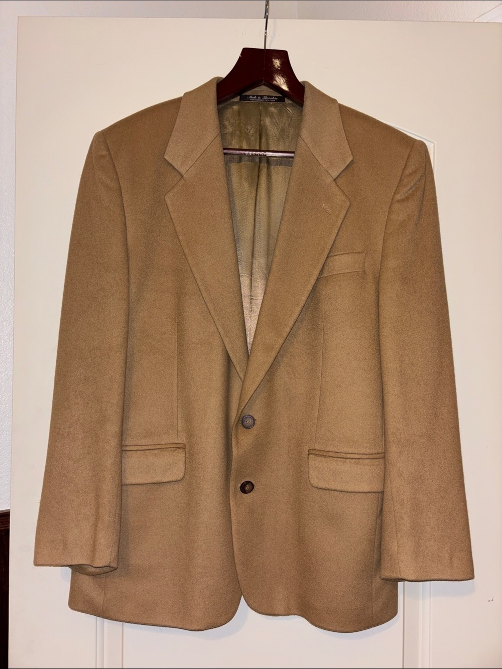 Men's Slovakian Camel Cashmere & Wool Coat - Classic Single-Breasted Jacket 38R